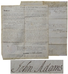 John Adams 1800 Land Grant Signed as President With Bold Signature -- Awarding Revolutionary War General William Woodford 2,500 Acres in Ohio
